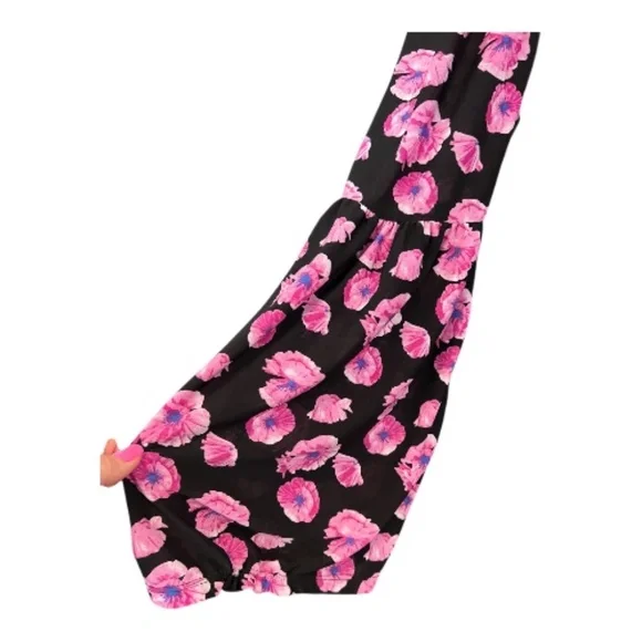 👗 EUC WEST LOOP Black Off-Shoulder Floral Bell Sleeve Dress | Size XL - Picture 4 of 6